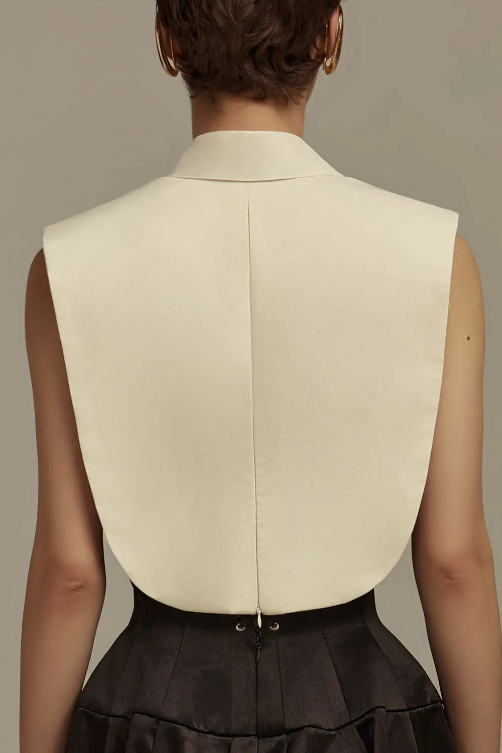 Aether Cropped Collared Neck Taffeta Top