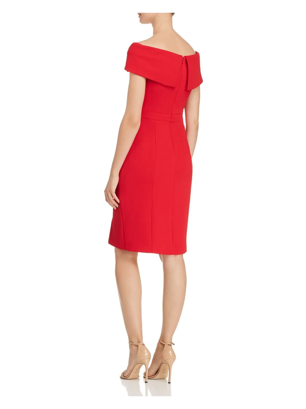 AQUA DRESSES Womens Red Cap Sleeve Off Shoulder Above The Knee Cocktail Sheath Dress