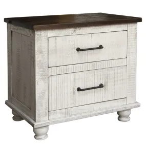 Avalon Rustic Farmhouse 2 Drawer Nightstand - White