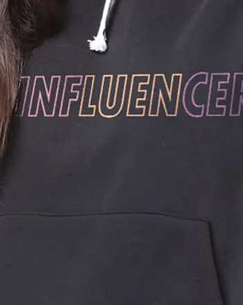 Black "Influencer" Printed Sweatshirt | Black