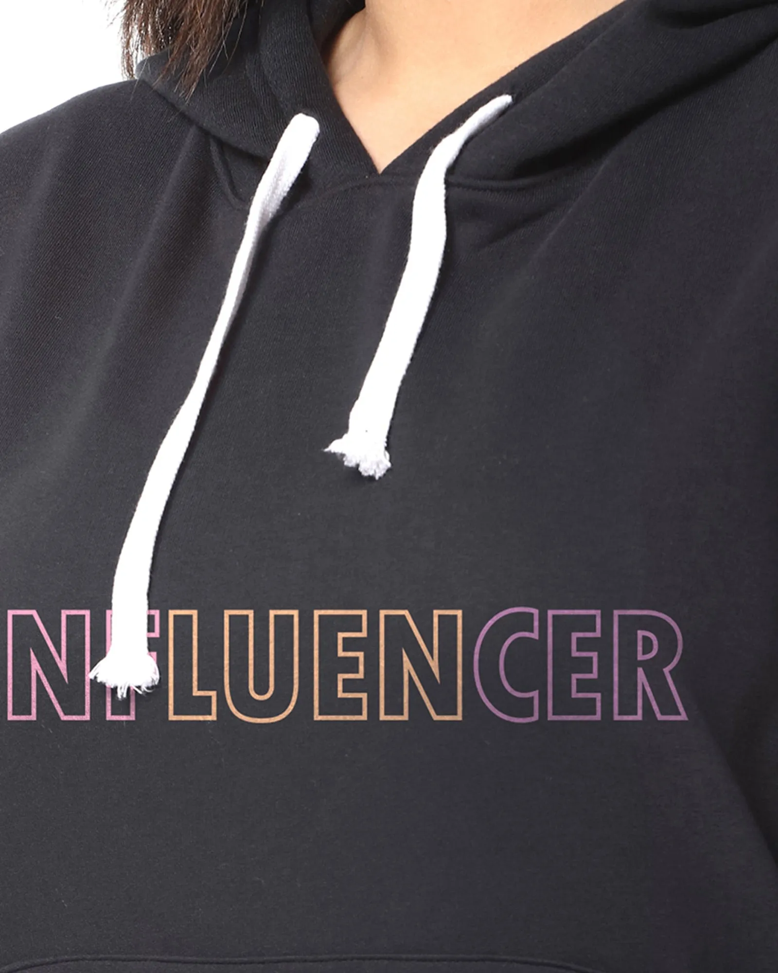 Black "Influencer" Printed Sweatshirt | Black