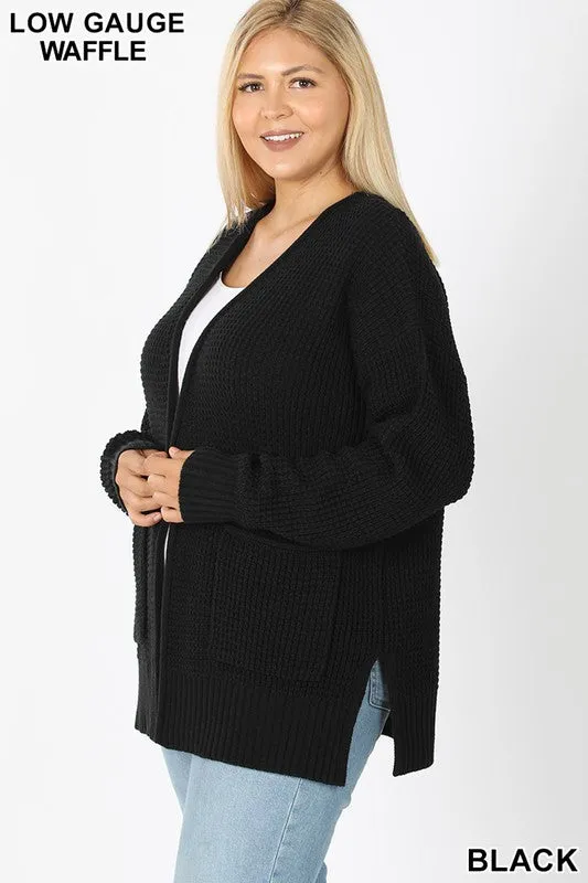 Blissful Mornings Waffle Knit Cardigan - Black