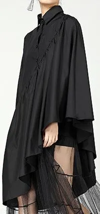 Boxy Asymmetrical Long Shirt - White or Black