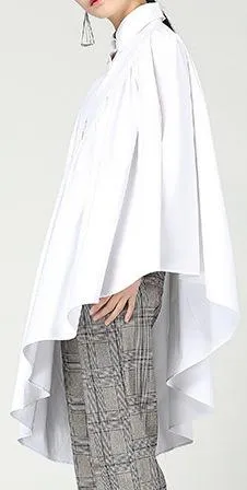 Boxy Asymmetrical Long Shirt - White or Black