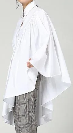 Boxy Asymmetrical Long Shirt - White or Black