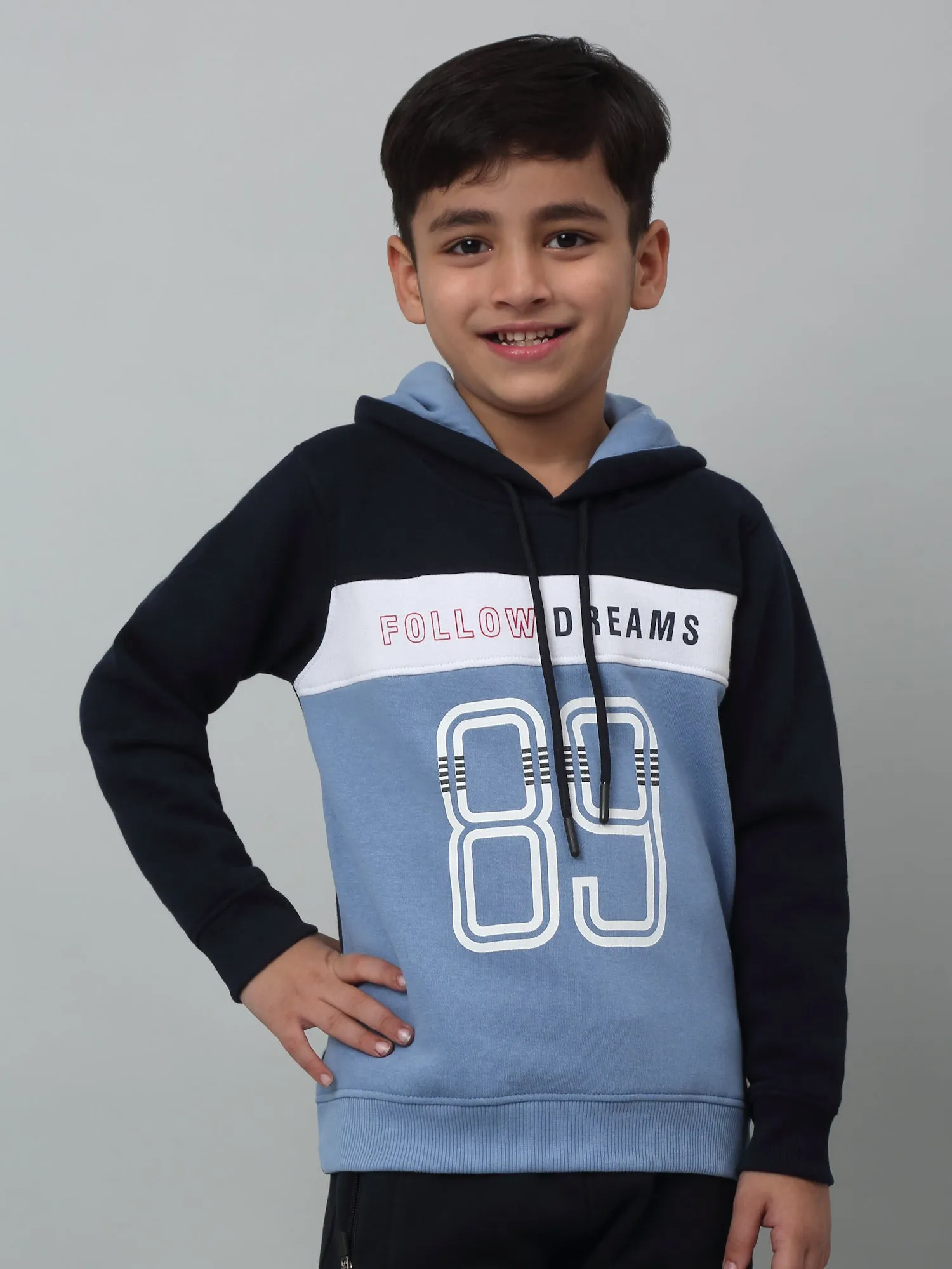 Boys Casual Sky Blue Full Sleeve Hoodie Pullover Sweatshirt