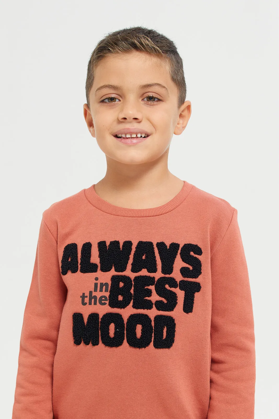 Boys Orange Embroidered Sweatshirt