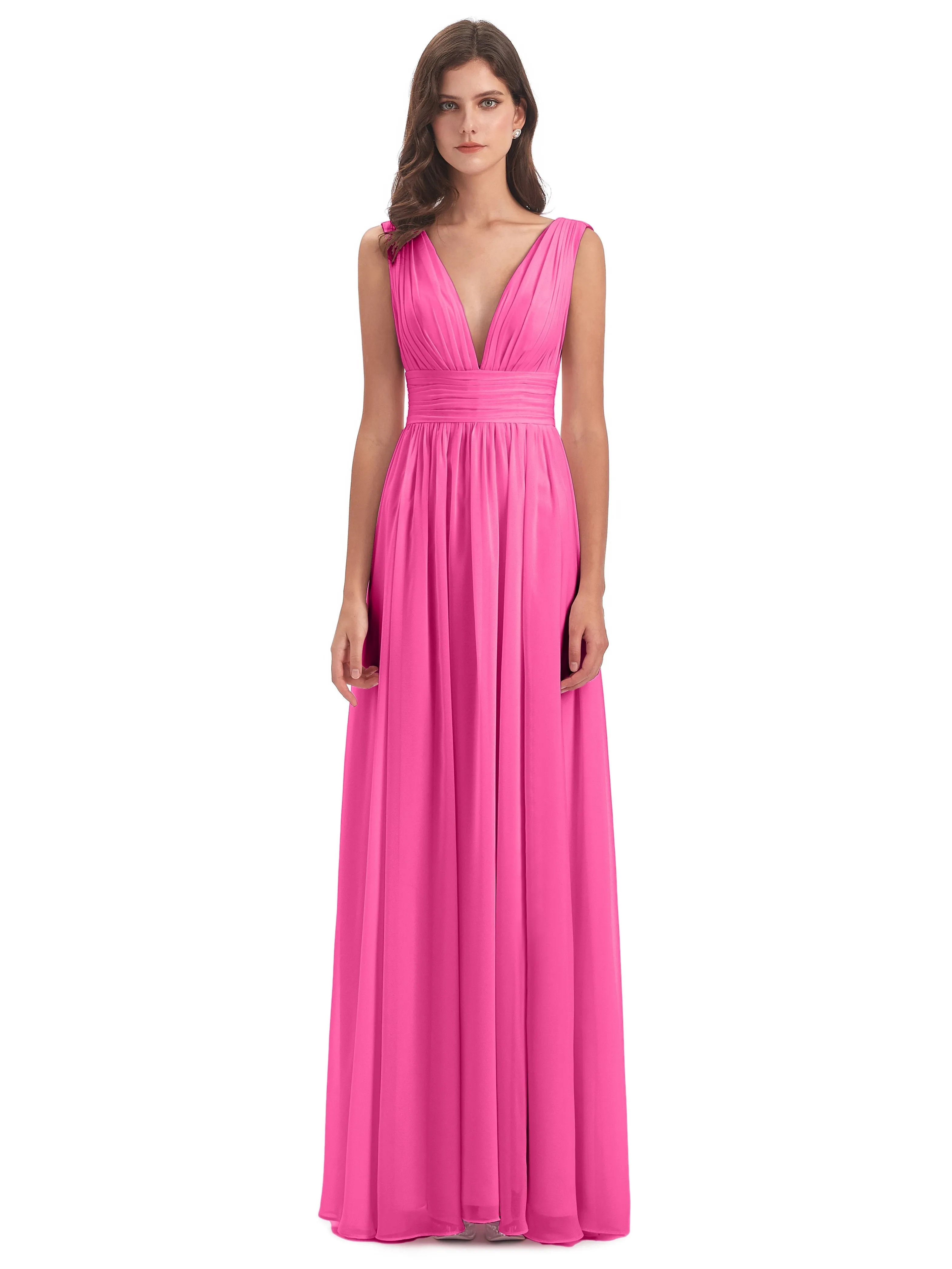 Bridesmaid Dresses Azalea Charming Chiffon V Neck Split Long Bridesmaid Dresses