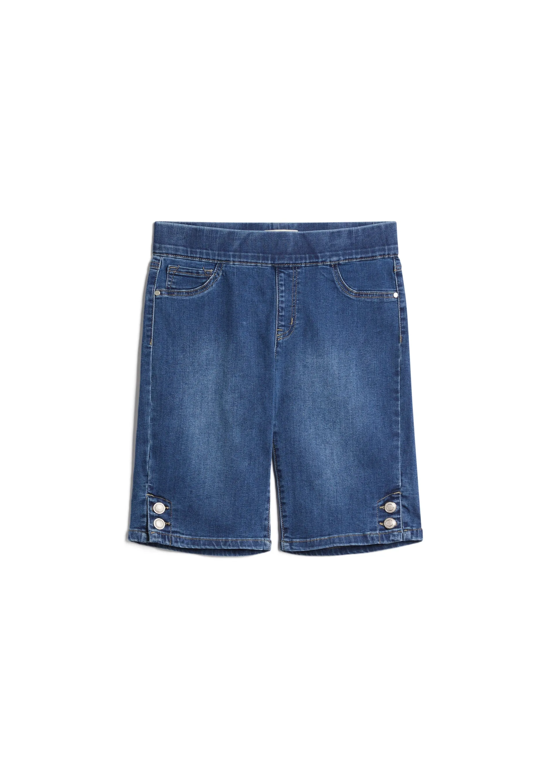 Button Detail Pull-On Denim Shorts