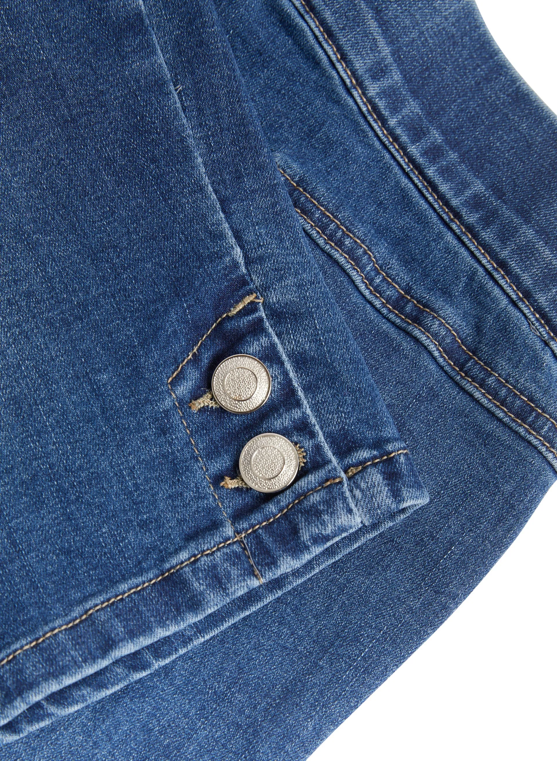 Button Detail Pull-On Denim Shorts