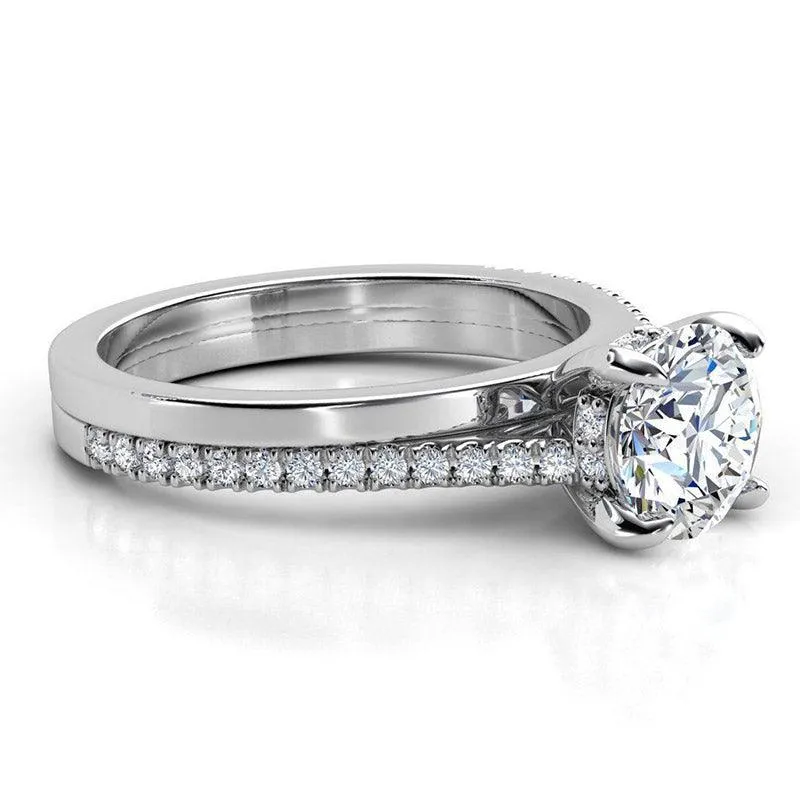 Calida - Unique Diamond Halo Ring in Platinum