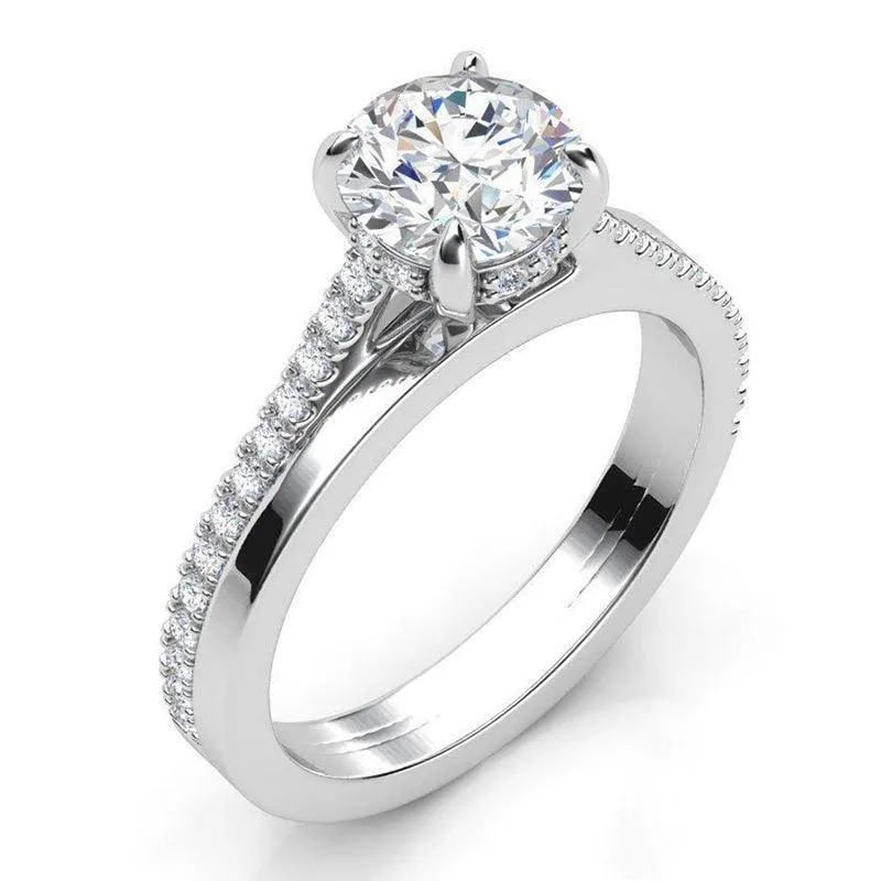 Calida - Unique Diamond Halo Ring in Platinum