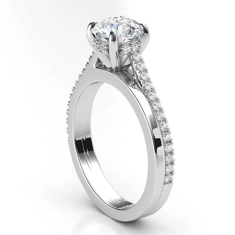 Calida - Unique Diamond Halo Ring in Platinum