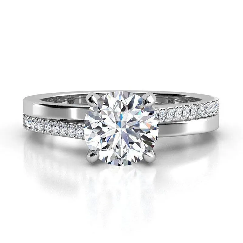 Calida - Unique Diamond Halo Ring in Platinum