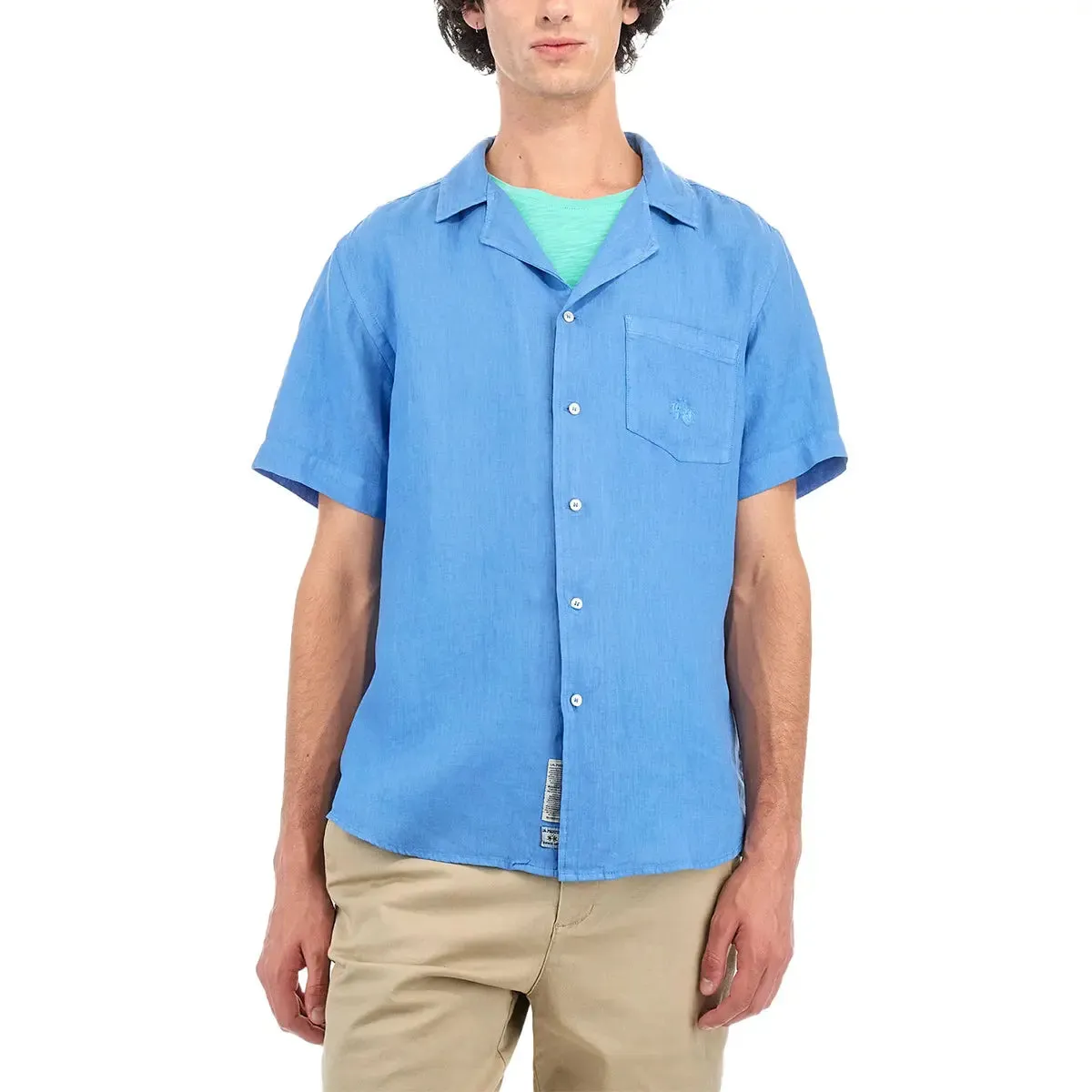 Campanula Blue Linen Short-sleeved Shirt