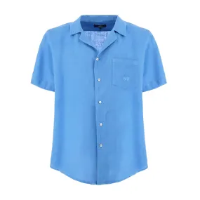 Campanula Blue Linen Short-sleeved Shirt