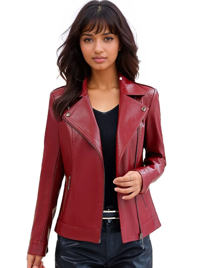 Clarice Leather Biker Jacket Women