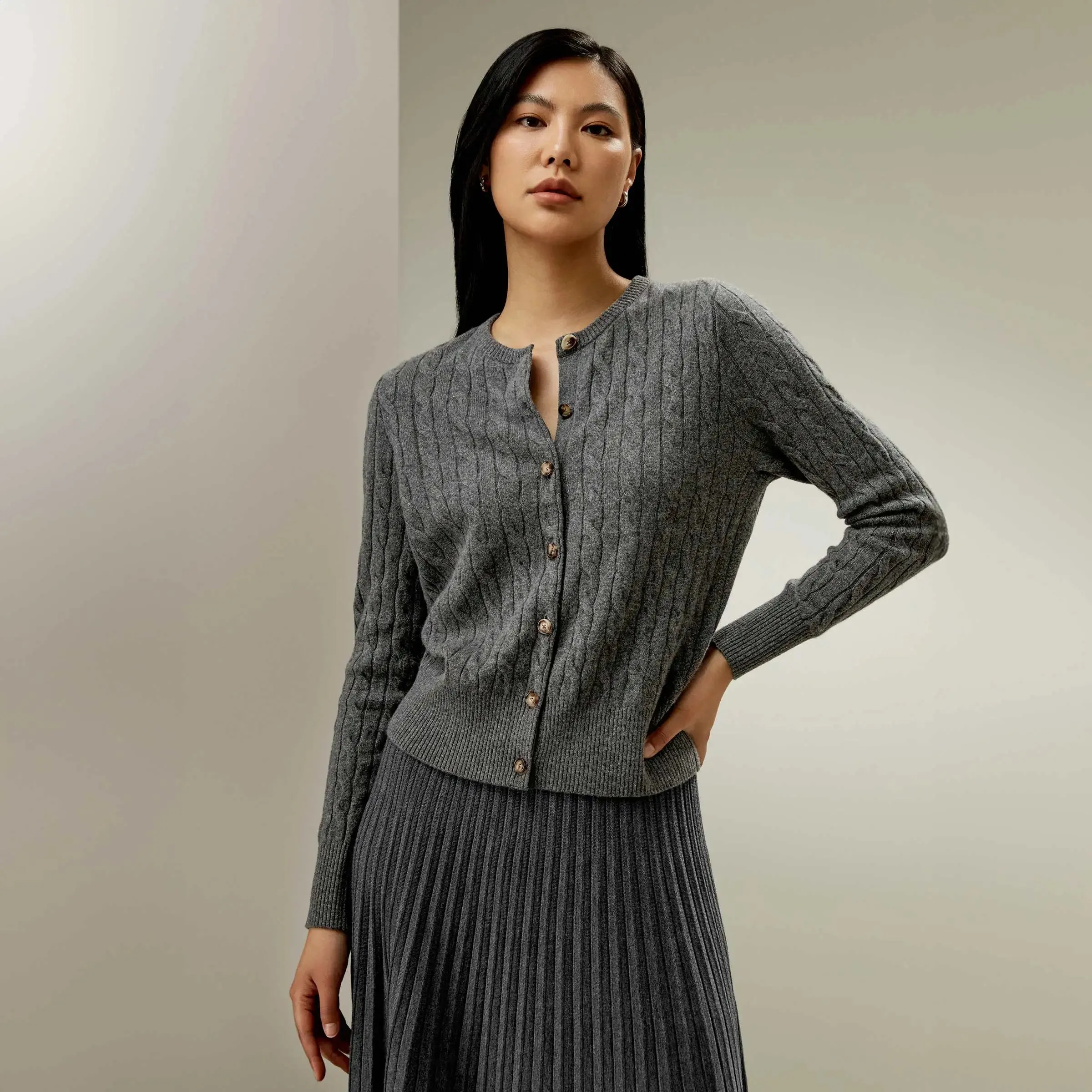 Cozy Cable-Knit Cashmere Cardigan