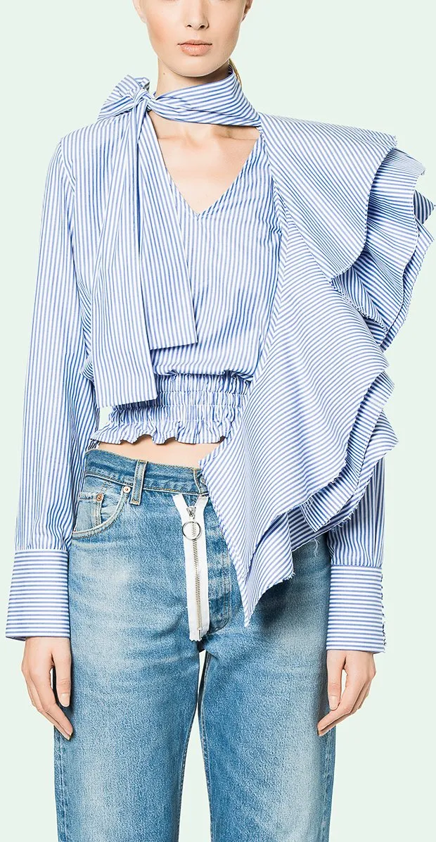 Crazy Ruffle Shirt, Striped