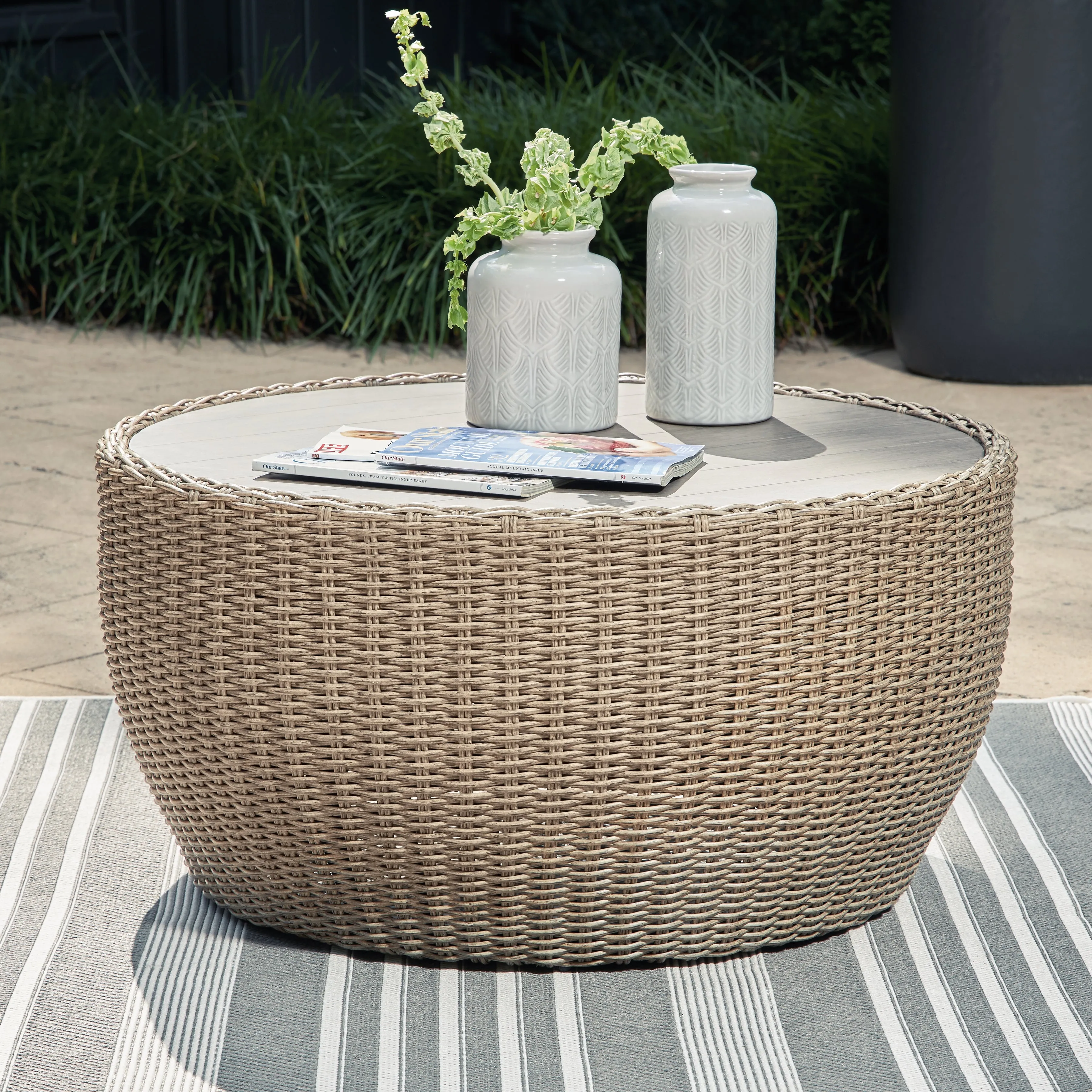 Danson Outdoor Coffee Table with End Table in Beige