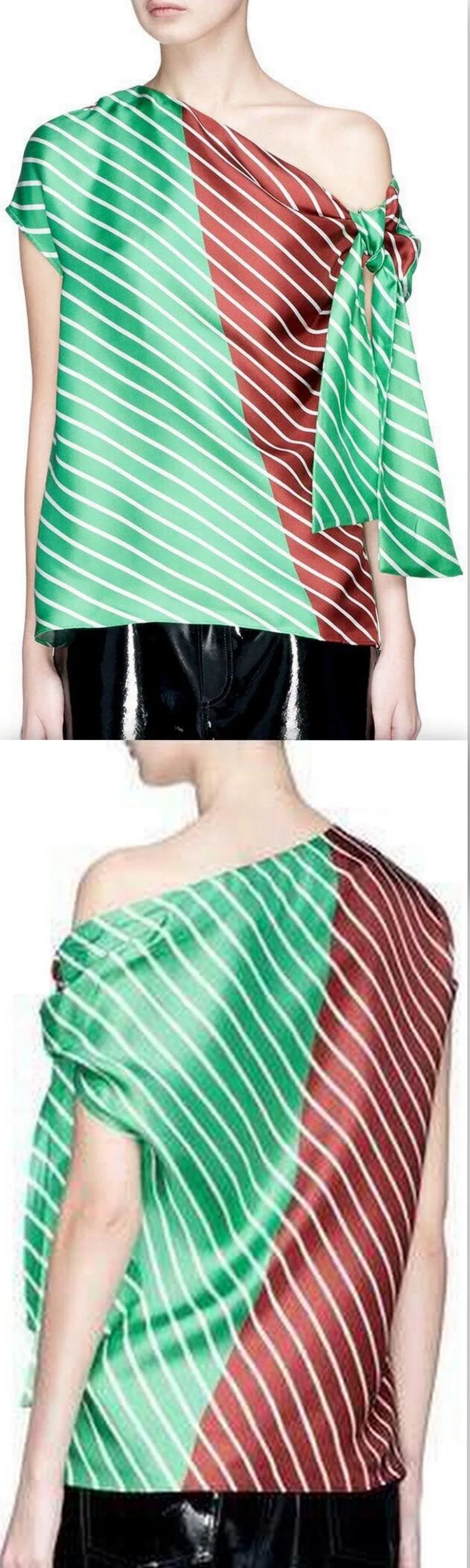 'Delphina' Asymmetrical Top, Green