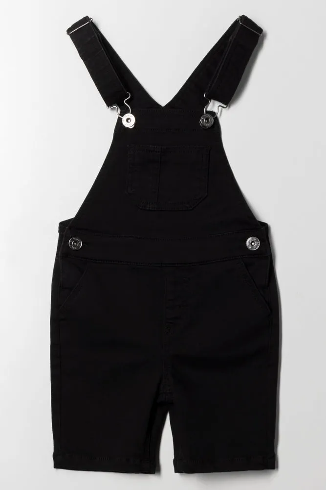 Denim Dungaree Short Black