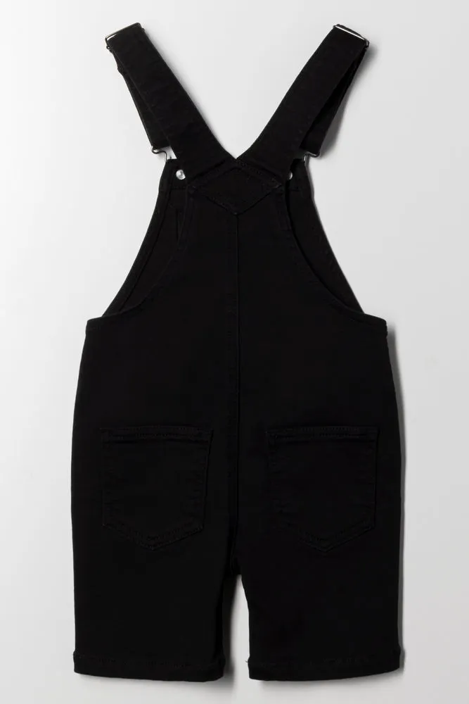 Denim Dungaree Short Black