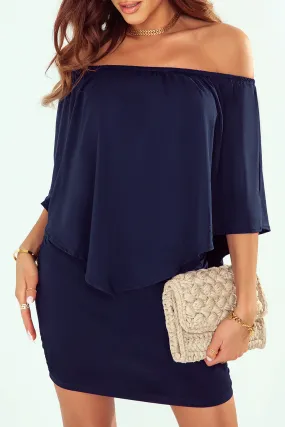 Dressing Dark Blue Flounce Mini Dress