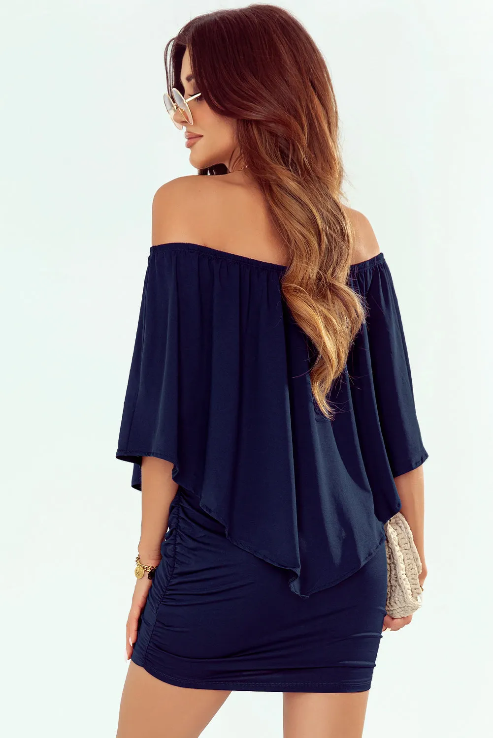 Dressing Dark Blue Flounce Mini Dress