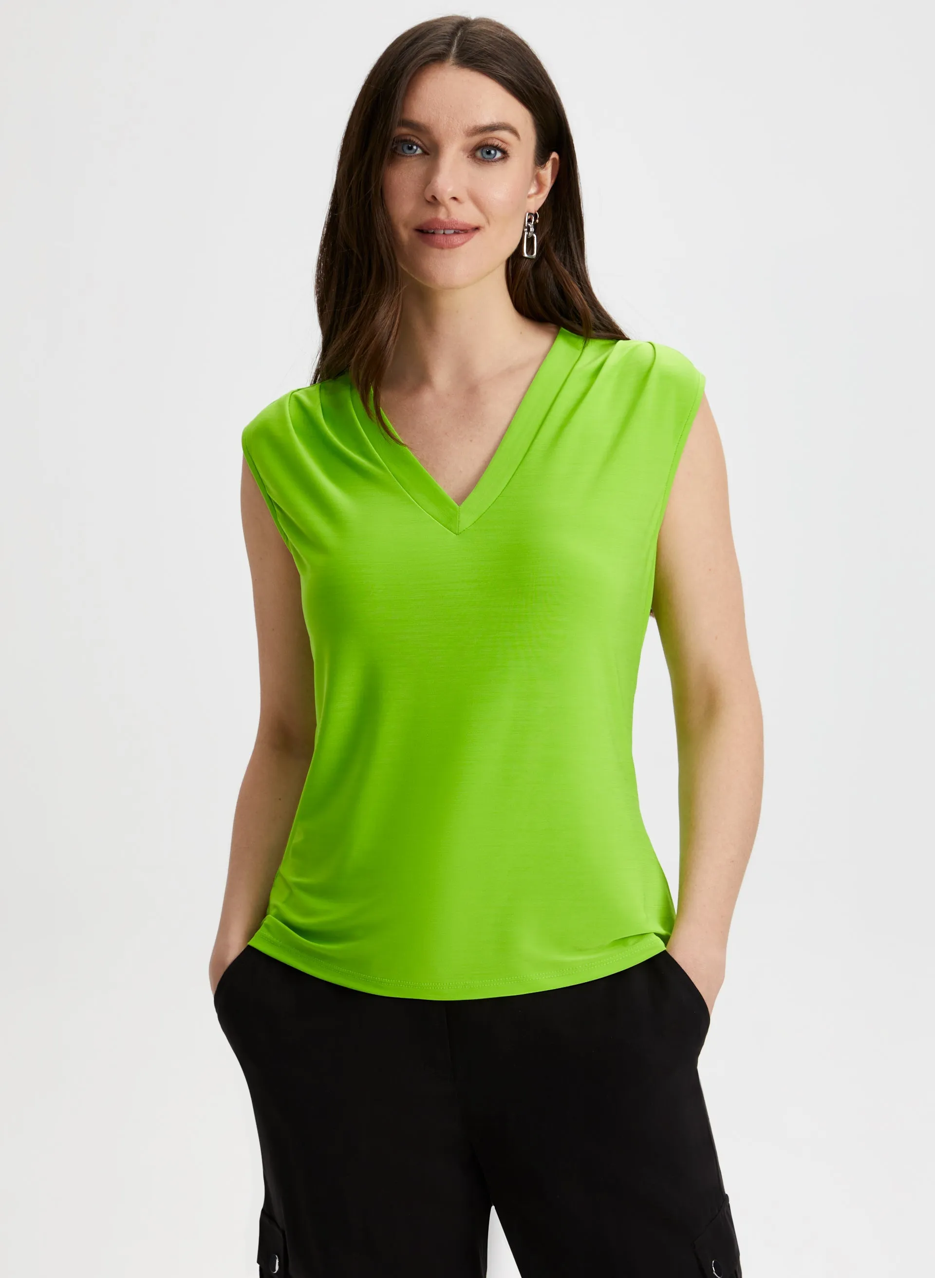 Drop Shoulder Pleated Top