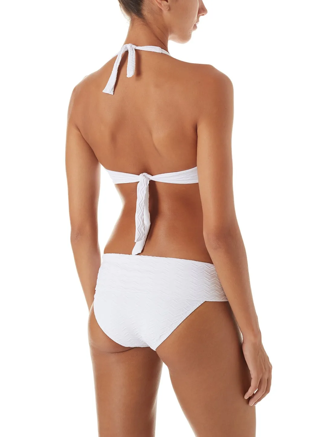 Exclusive Brussels White Zig Zag Halterneck Ring Supportive Bikini