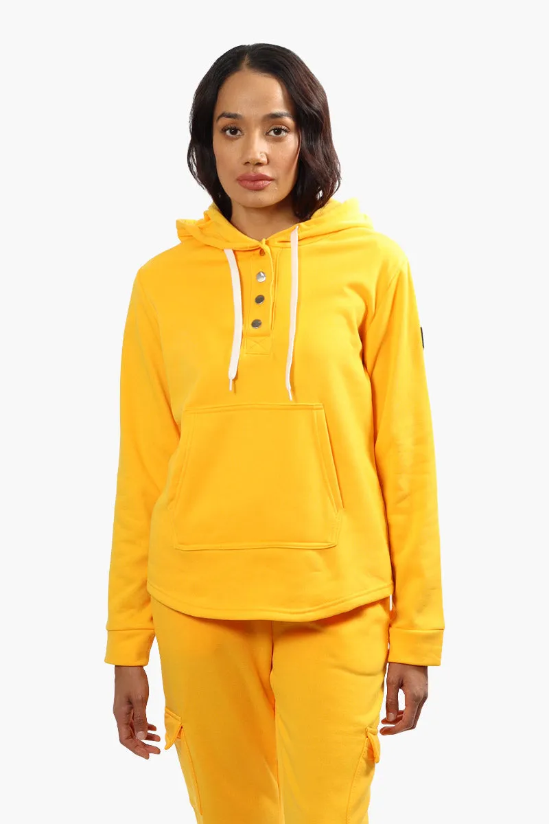 Fahrenheit Fleece Henley Hoodie - Yellow