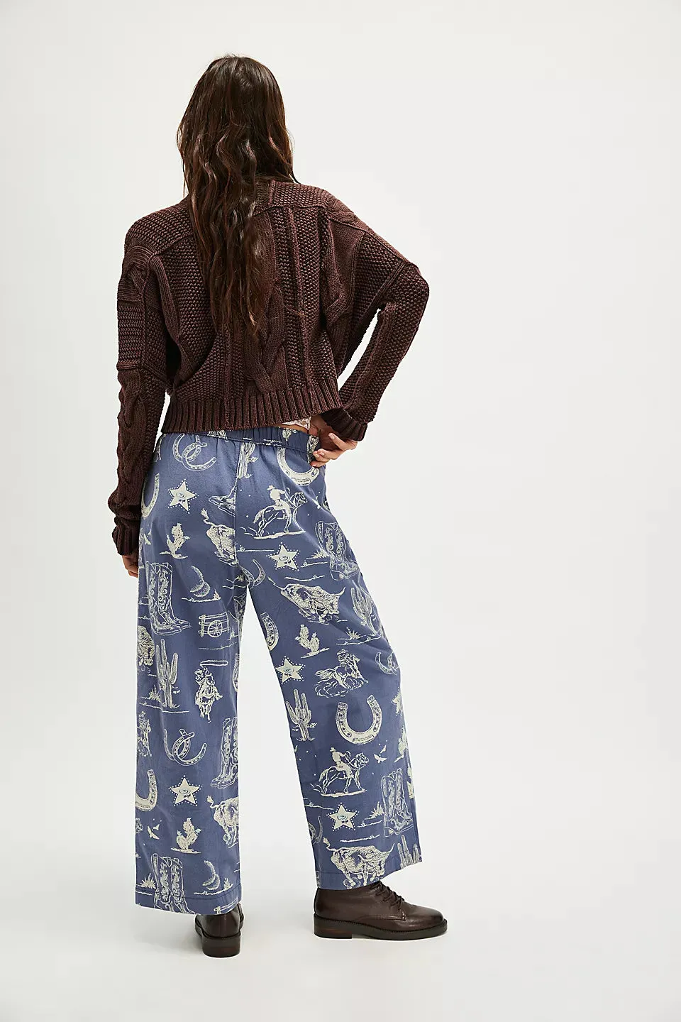 Free People Seaside Pull-On Pants- Indigo Combo- Rodeo