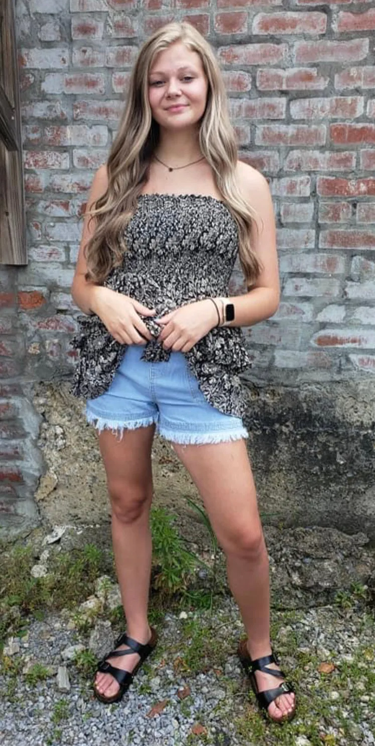 Fringed Denim Drawstring Shorts