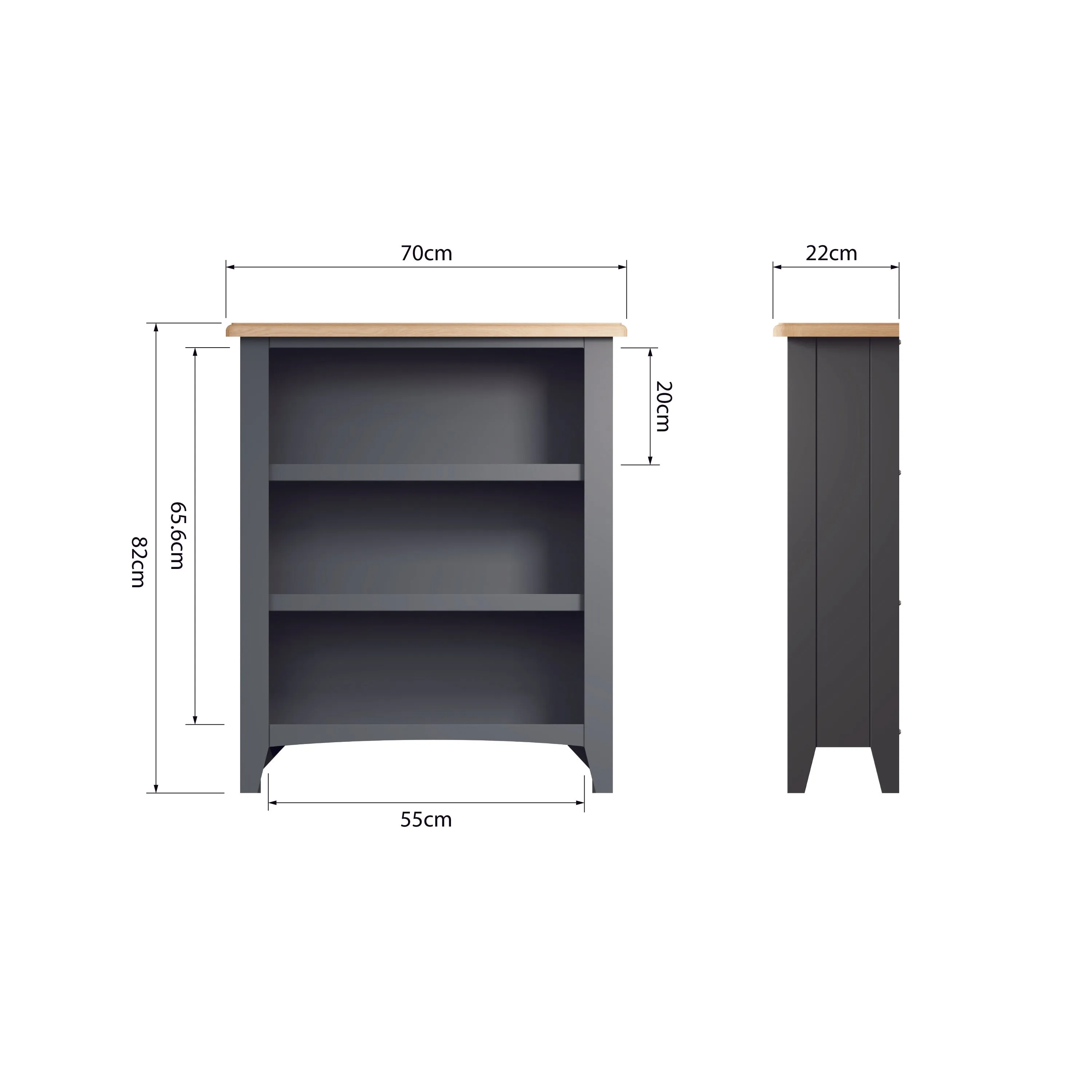 Geras Grey Small Wide Bookcase