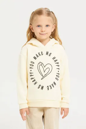 Girls Cream Printed Sweatshirt