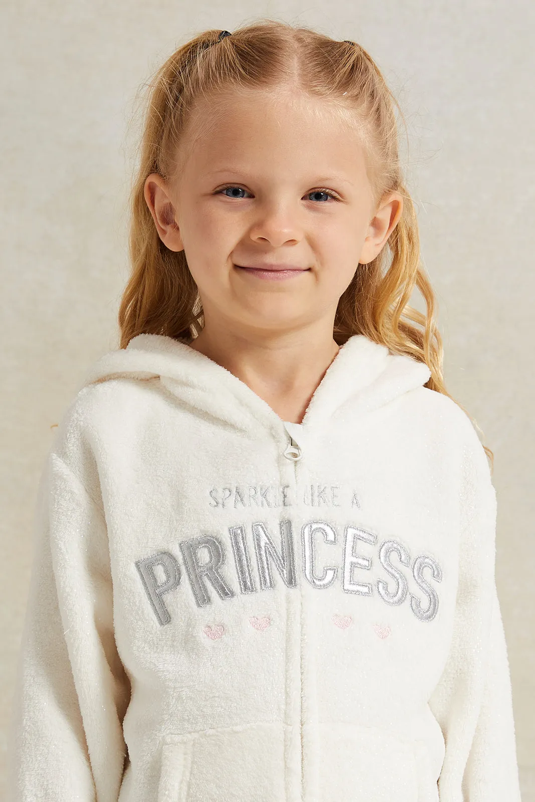 Girls White Princess Embellished Sweatshirt