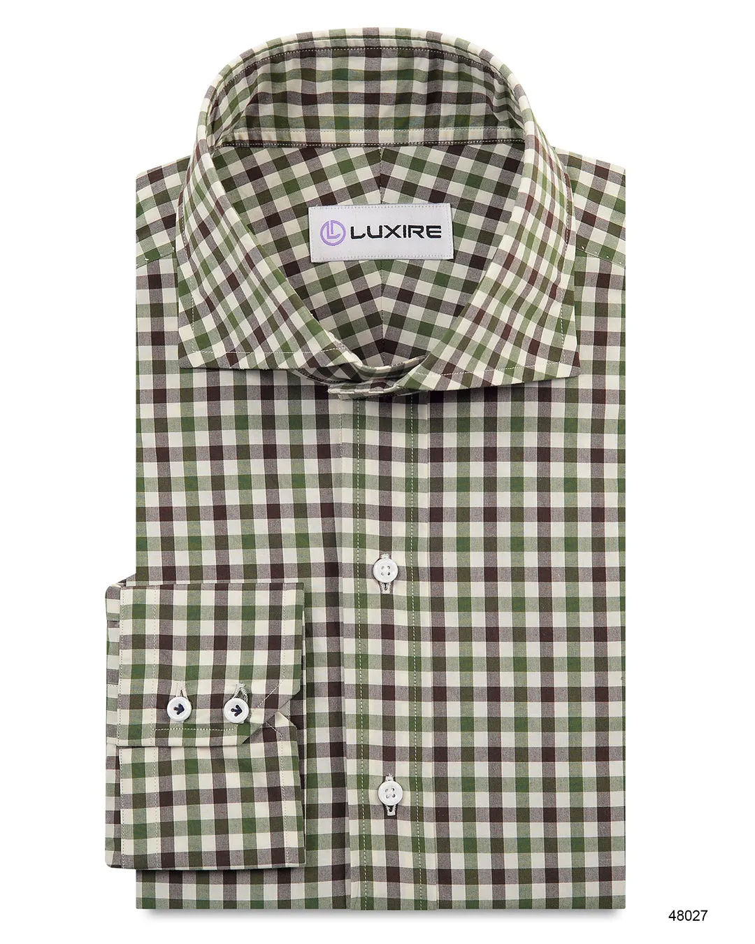 Green Brown Cream Gingham Tattersall