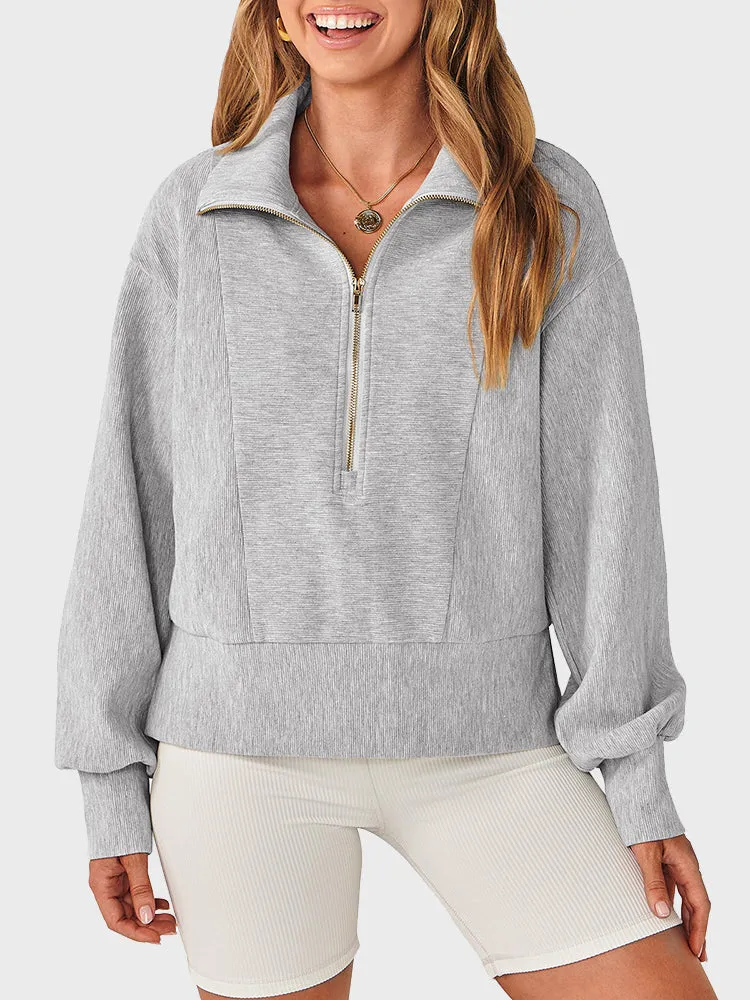 Half Zipped Casual Sweatshirt