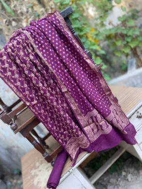 Handwoven Purple Pure Banarasi Cotton Silk 3 pcs ladies Suit