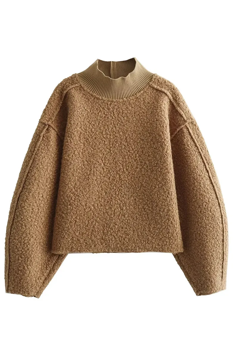 HWR1056 Textured High-Neck Sweater