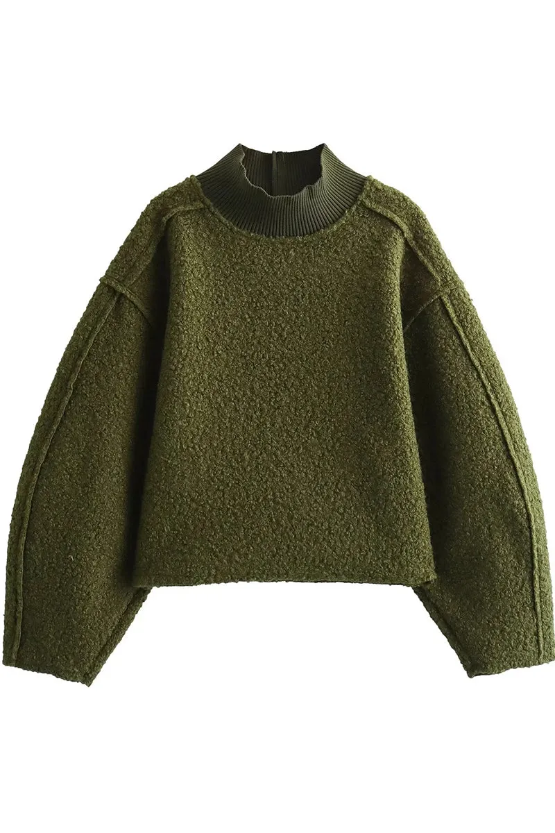 HWR1056 Textured High-Neck Sweater