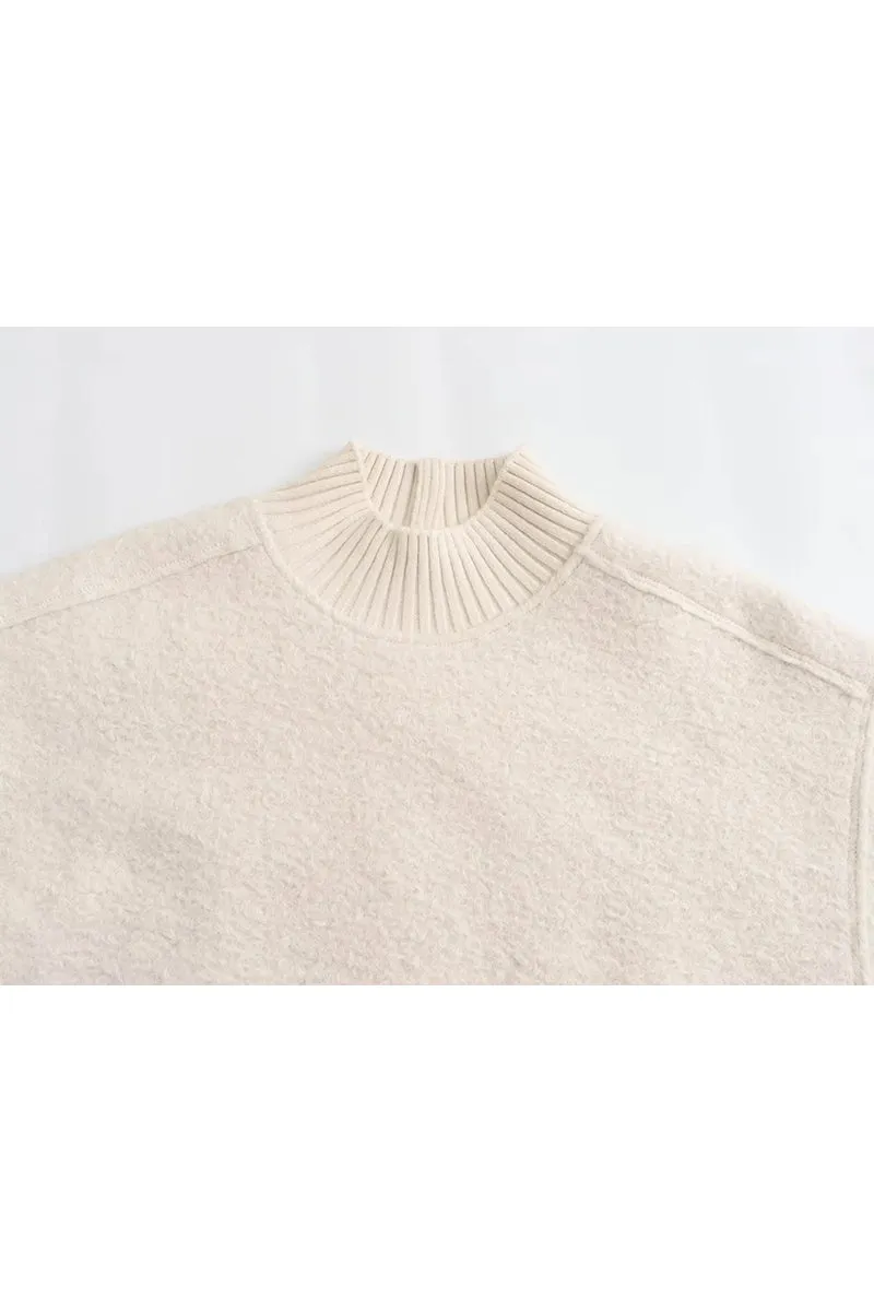 HWR1056 Textured High-Neck Sweater