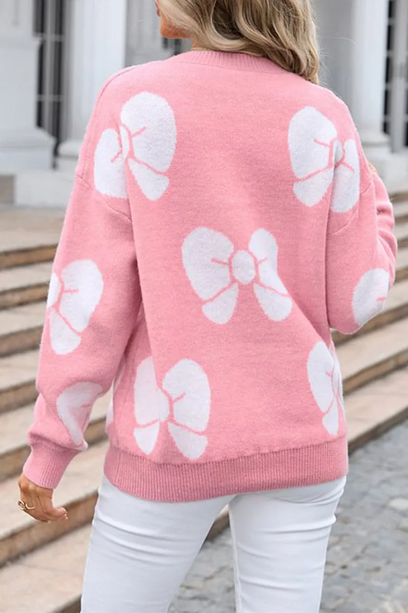 HWS1344 Oversized Bow Knit Sweater