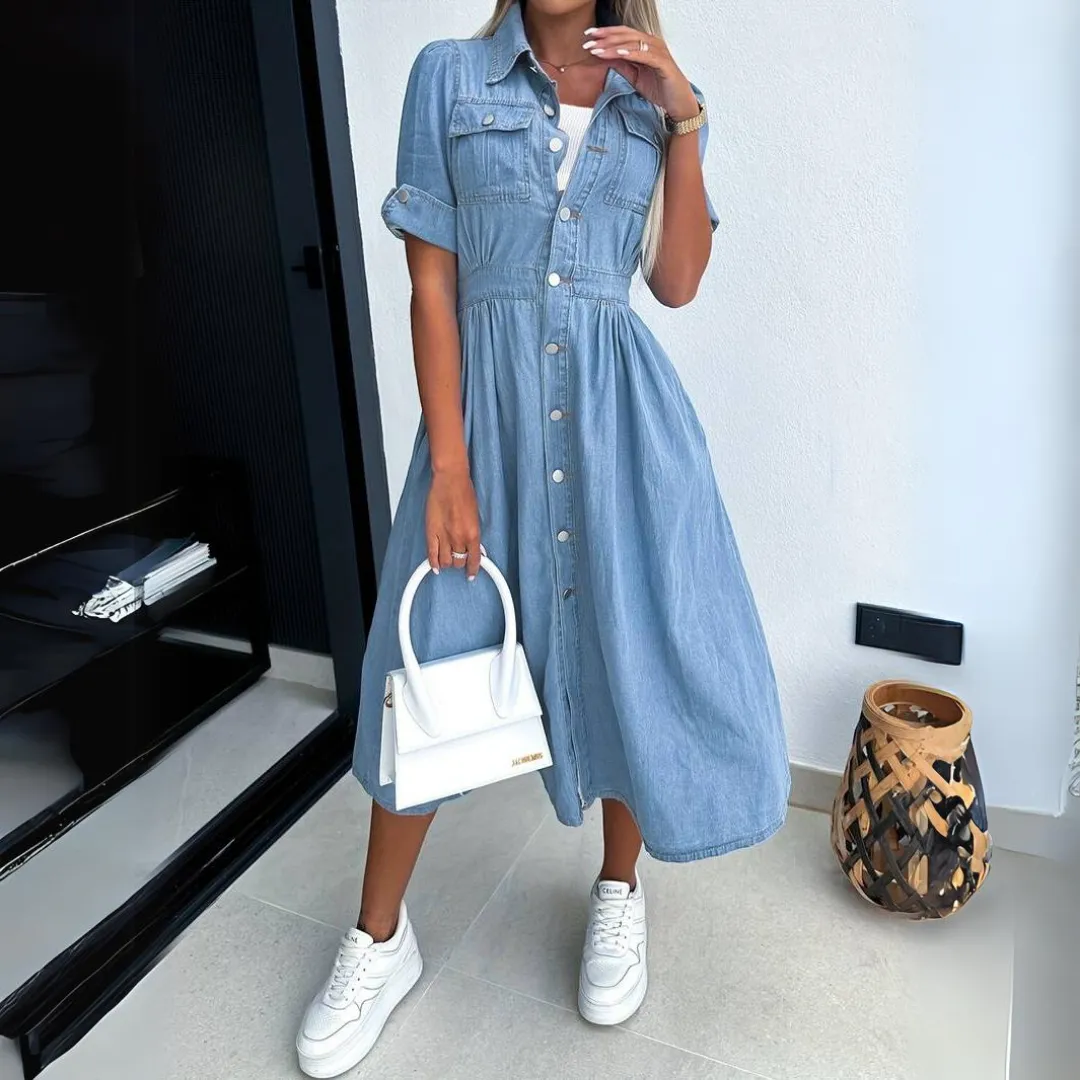 Ivyshape | Comfy Chic Denim Midi Dress