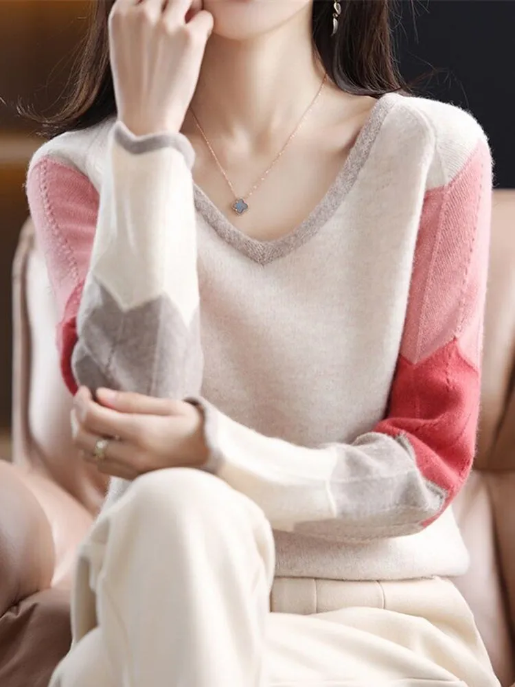 Jenna Woman Loose Knitted V Neck Sweater