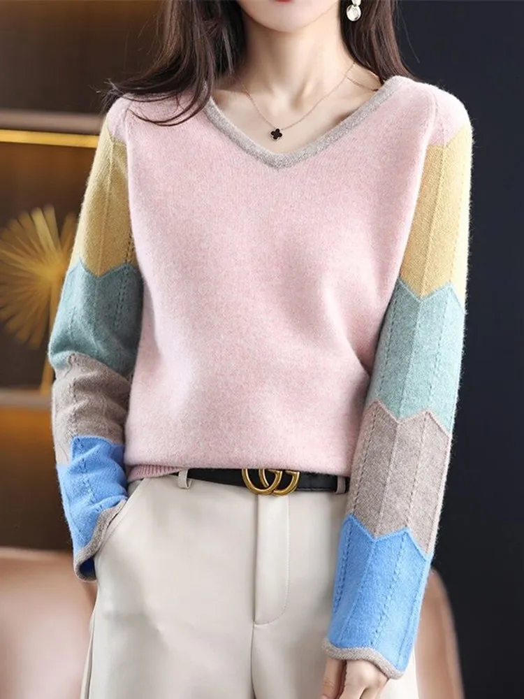 Jenna Woman Loose Knitted V Neck Sweater