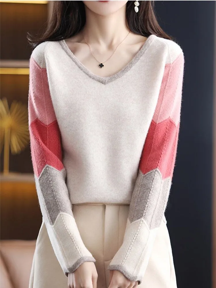 Jenna Woman Loose Knitted V Neck Sweater