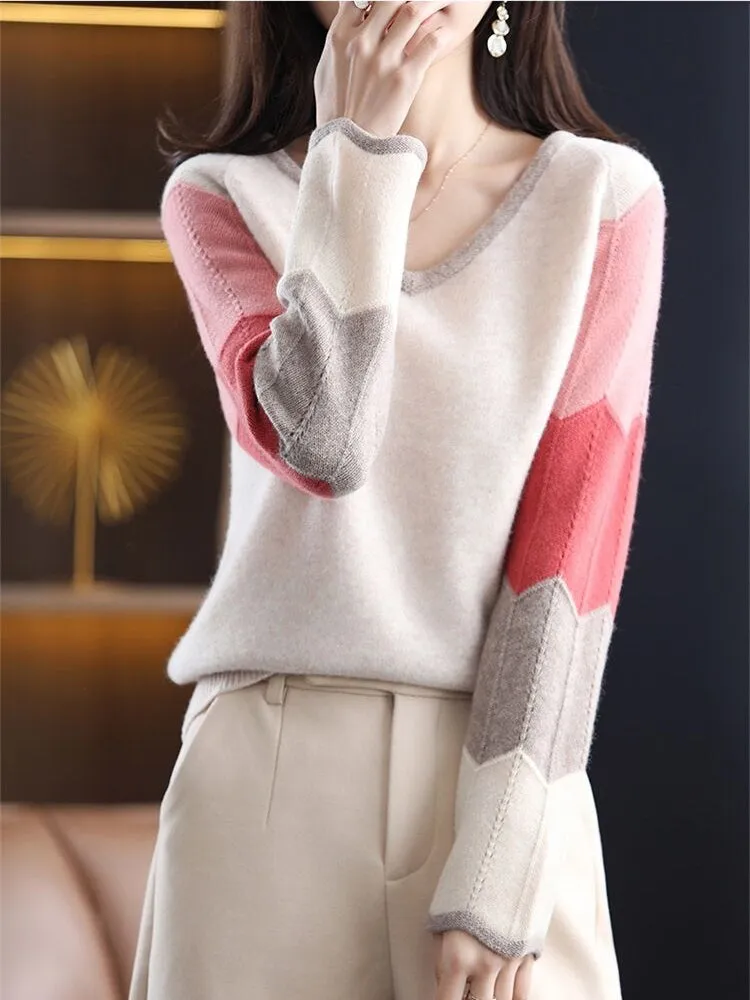 Jenna Woman Loose Knitted V Neck Sweater