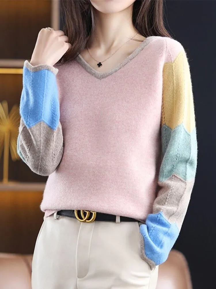 Jenna Woman Loose Knitted V Neck Sweater